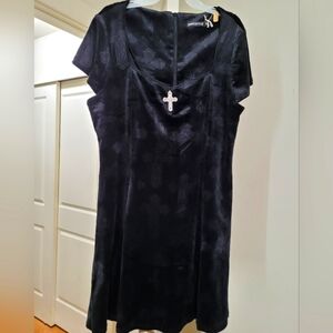Dangerfield Black Velour Cross my Heart dress